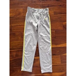 Nike Baseball Pants Youth Large Grey Yellow Excellent Dri-FIT Piping Athletic